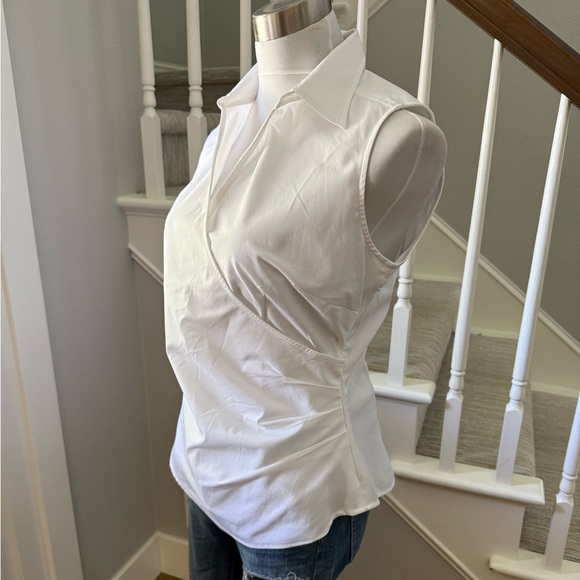 Express sleeveless faux wrap collared blouse - Picture 2 of 8